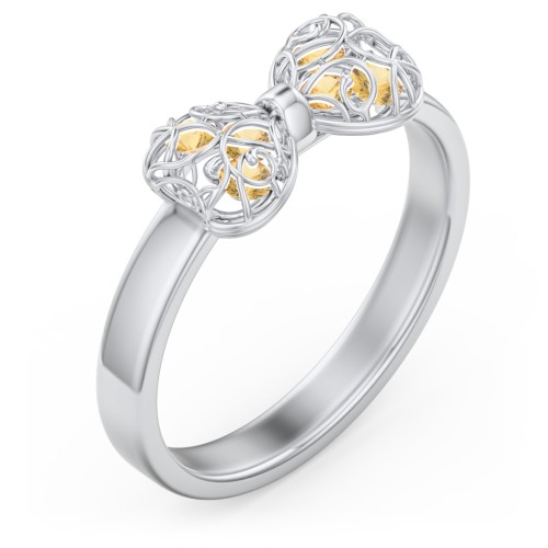 Adorable Bow Cage Ring – Sterling Silver with Citrine