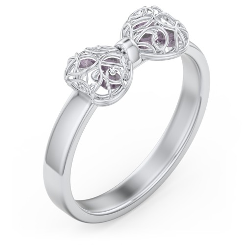 Adorable Bow Cage Ring – Sterling Silver with Alexandrite