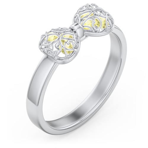 Adorable Bow Cage Ring – Sterling Silver with Citrine