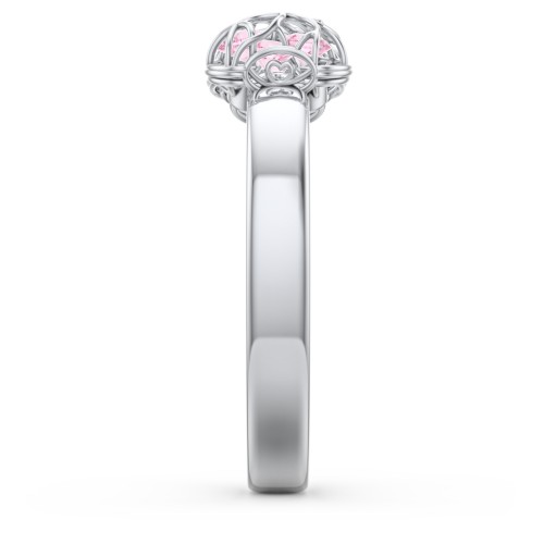 Adorable Bow Cage Ring – Sterling Silver with Pink Tourmaline