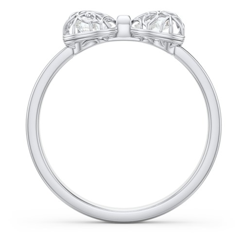 Adorable Bow Cage Ring – Sterling Silver with Cubic Zirconia