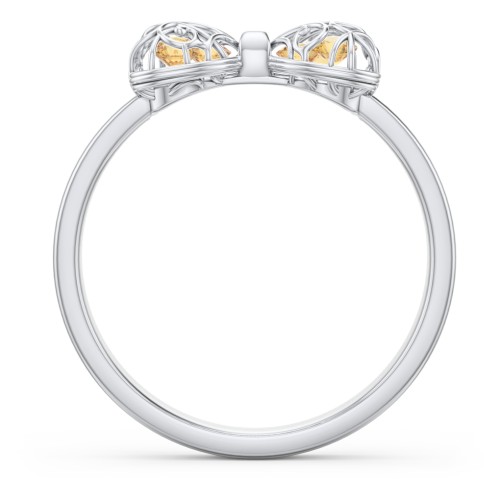 Adorable Bow Cage Ring – Sterling Silver with Citrine