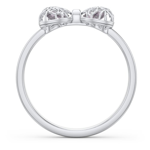 Adorable Bow Cage Ring – Sterling Silver with Alexandrite