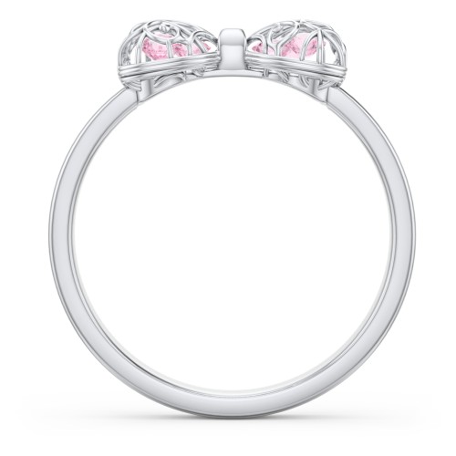 Adorable Bow Cage Ring – Sterling Silver with Pink Tourmaline