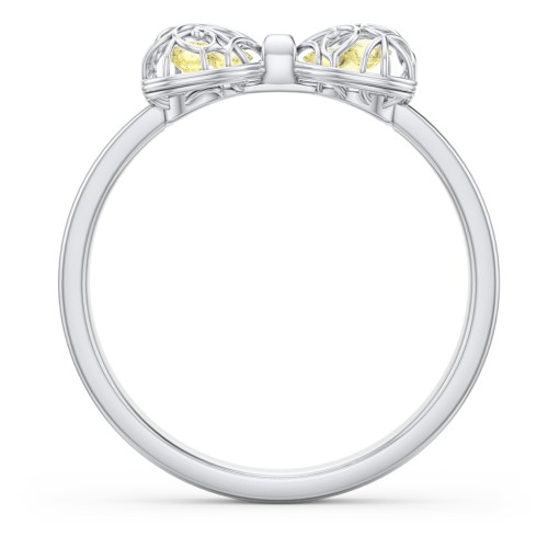 Adorable Bow Cage Ring – Sterling Silver with Citrine