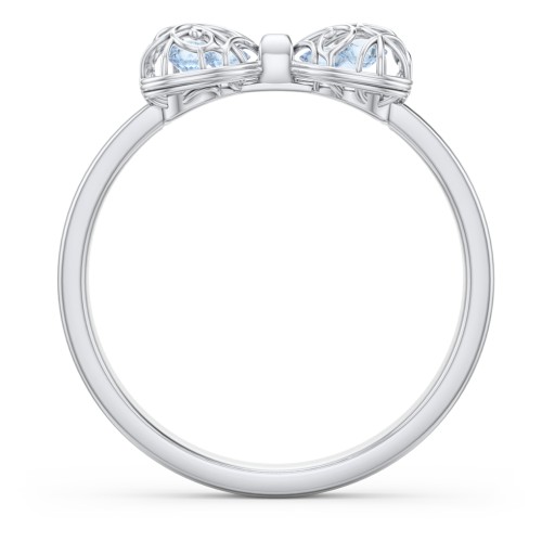 Adorable Bow Cage Ring – Sterling Silver with Blue Topaz