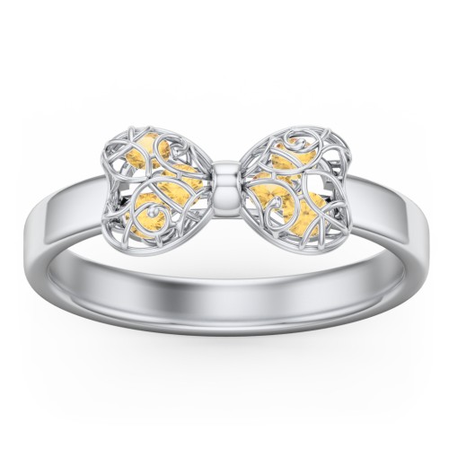 Adorable Bow Cage Ring – Sterling Silver with Citrine
