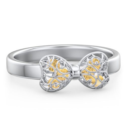Adorable Bow Cage Ring – Sterling Silver with Citrine
