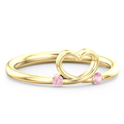 Two in Love Ring in 18K Gold Plated Silver with Pink Tourmaline