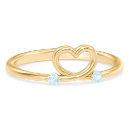 Two in Love Ring in 18K Gold Plated Silver with Blue Topaz