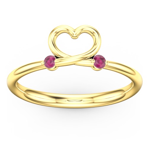 Two in Love Ring – 18K Gold Plated Silver with Ruby