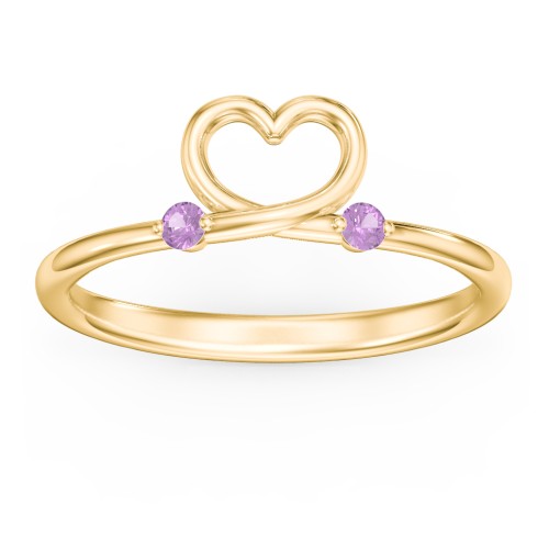 Two in Love Ring – 18K Gold Plated Silver with Amethyst