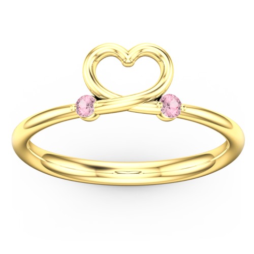 Two in Love Ring – 18K Gold Plated Silver with Pink Tourmaline