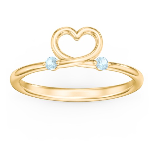 Two in Love Ring – 18K Gold Plated Silver with Blue Topaz
