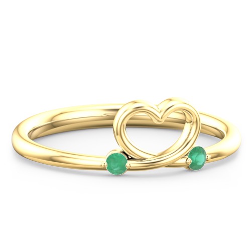 Two in Love Ring – 18K Gold Plated Silver with Emerald