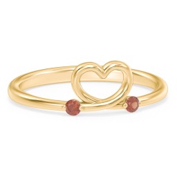 Two in Love Ring in 18K Gold Plated Silver with Garnet