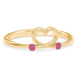 Two in Love Ring in 18K Gold Plated Silver with Ruby