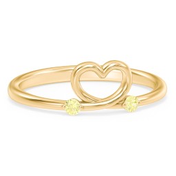 Two in Love Ring in 18K Gold Plated Silver with Citrine