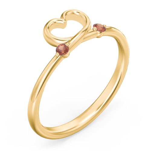 Two in Love Ring – 18K Gold Plated Silver with Garnet