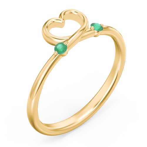 Two in Love Ring – 18K Gold Plated Silver with Emerald