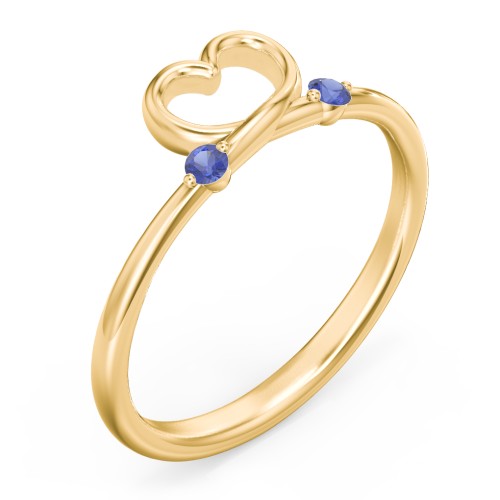 Two in Love Ring – 18K Gold Plated Silver with Blue Sapphire