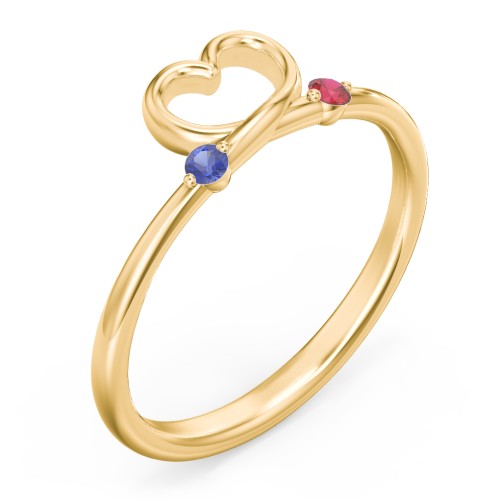 Two in Love Ring – 18K Gold Plated Silver with Blue Sapphire and Garnet