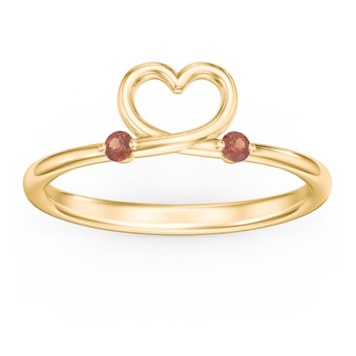 Two in Love Ring – 18K Gold Plated Silver with Garnet