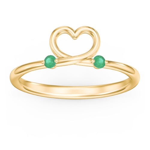 Two in Love Ring – 18K Gold Plated Silver with Emerald