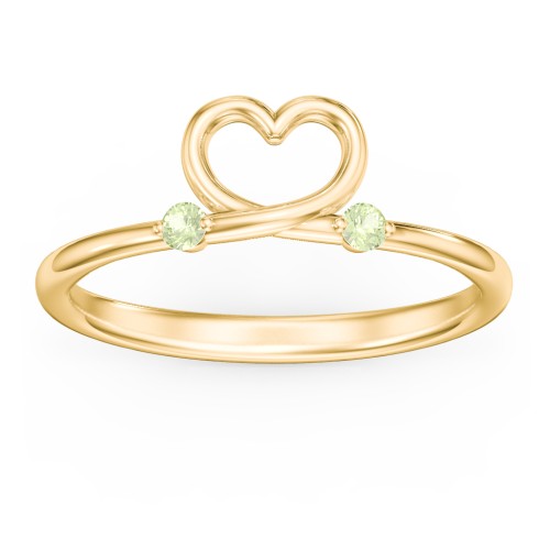 Two in Love Ring – 18K Gold Plated Silver with Peridot
