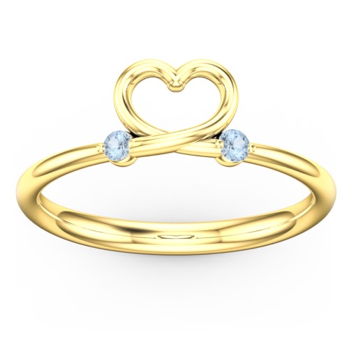 Two in Love Ring – 18K Gold Plated Silver with Blue Topaz