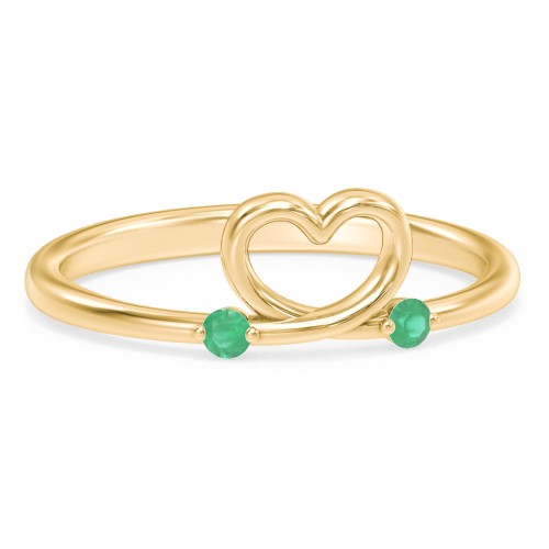 Two in Love Ring – 18K Gold Plated Silver with Emerald