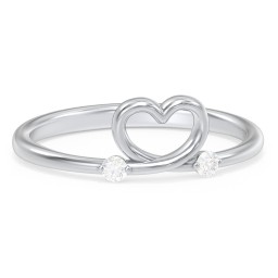 Two in Love Ring in 925 Sterling Silver with Diamond