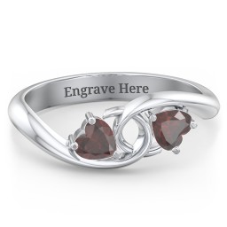 Two of Hearts Pinky Promise Ring in 925 Sterling Silver