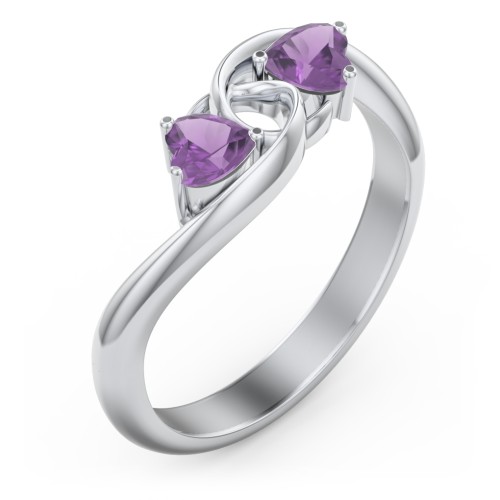 Two of Hearts Pinky Promise Ring – Sterling Silver with Amethyst