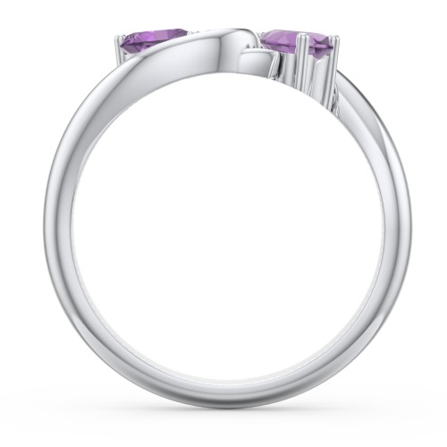 Two of Hearts Pinky Promise Ring – Sterling Silver with Amethyst