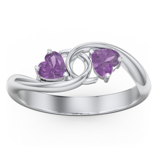 Two of Hearts Pinky Promise Ring – Sterling Silver with Amethyst