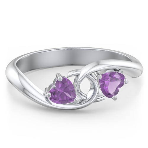 Two of Hearts Pinky Promise Ring – Sterling Silver with Amethyst