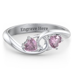 Two of Hearts Pinky Promise Ring in 925 Sterling Silver with Alexandrite