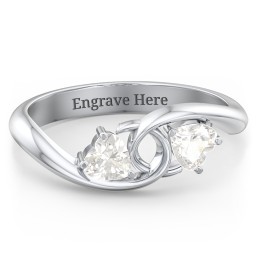 Two of Hearts Pinky Promise Ring in 925 Sterling Silver