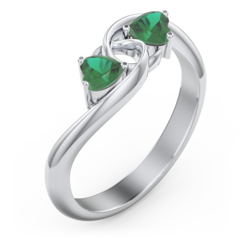 Two of Hearts Pinky Promise Ring – Sterling Silver with Emerald