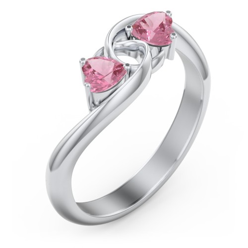 Two of Hearts Pinky Promise Ring – Sterling Silver with Pink Tourmaline