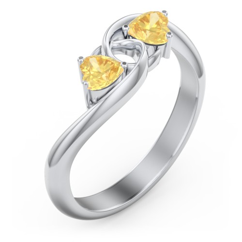 Two of Hearts Pinky Promise Ring – Sterling Silver with Citrine