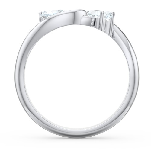 Two of Hearts Pinky Promise Ring – Sterling Silver with Aquamarine