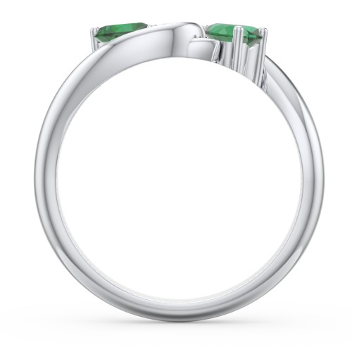Two of Hearts Pinky Promise Ring – Sterling Silver with Emerald
