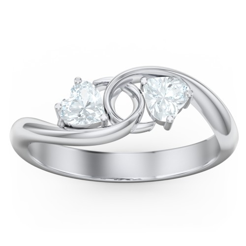 Two of Hearts Pinky Promise Ring – Sterling Silver with Aquamarine