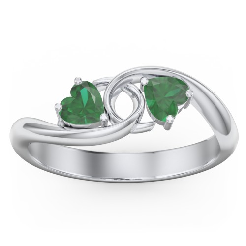 Two of Hearts Pinky Promise Ring – Sterling Silver with Emerald