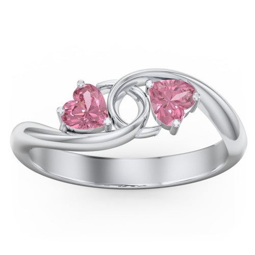 Two of Hearts Pinky Promise Ring – Sterling Silver with Pink Tourmaline
