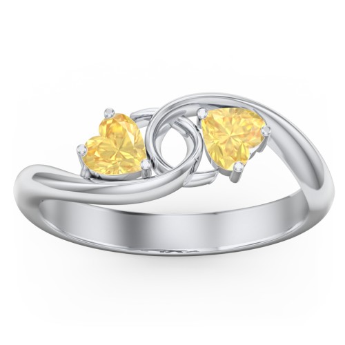 Two of Hearts Pinky Promise Ring – Sterling Silver with Citrine