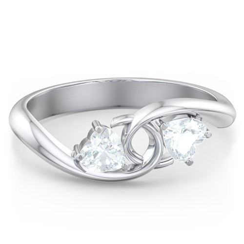 Two of Hearts Pinky Promise Ring – Sterling Silver with Aquamarine