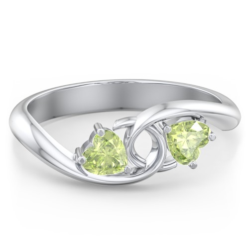 Two of Hearts Pinky Promise Ring – Sterling Silver with Peridot